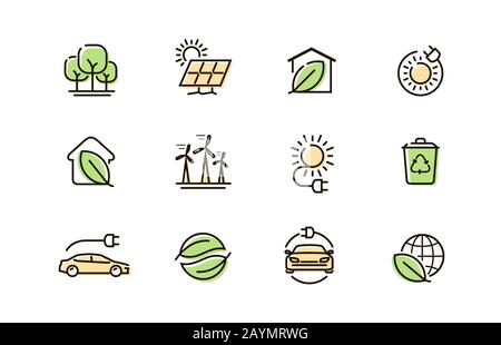 Web icons set. Collection vector outline symbol for mobile apps or site design Stock Vector