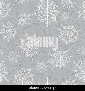 Cobweb, spiderweb halloween seamless pattern. Creepy background repeat pattern for october holidays. Vector illustration. Stock Vector