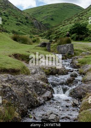 Stream in Carding Mill Valley on the Long Mynd near Church Stretton in the Shropshire Hills, England, UK Stock Photo