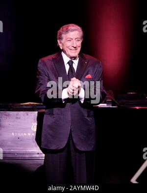 Tony Bennett performs at the Broward Center for the Performing Arts in Fort Lauderdale, Florida. His daughter Antonia opened the show with her own bri Stock Photo