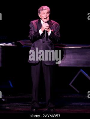 Tony Bennett performs at the Broward Center for the Performing Arts in Fort Lauderdale, Florida. His daughter Antonia opened the show with her own bri Stock Photo