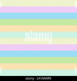 Stripe Background of Pastel Baby Colors and Polka Dots. Seamless Horizontal Pinstripe Pink Blue Green Orange and Yellow Palette for Wallpaper Scrapboo Stock Vector