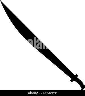 An isolated sword on white background. Pirates and Executioner sword ancient weapon design silhouette. Vector illustration, Simple Icon. Hand-Drawn Stock Vector