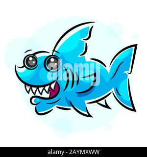 Angry Shark Illustration Suitable For Greeting Card, Poster Or T-shirt Printing. Stock Vector