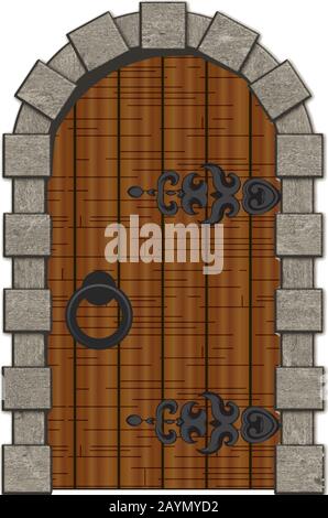 Old wooden vintage doors isolated vector illustration Stock Vector