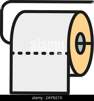 Vector toilet roll flat color line icon. Stock Vector