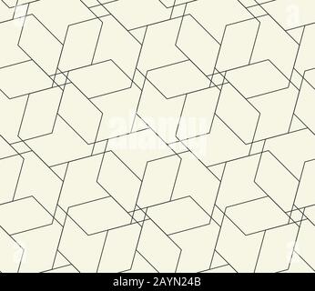 Seamless outline geometric patter on light yellow background. Stock Vector