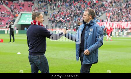 Cologne, Germany. 16th Feb, 2020. firo: 16.02.2020, football, 1.Bundesliga, season 2019/2020, 1.FC Cologne - FC Bayern Munich sports director Horst HELDT, Koln, left before the game with Bayern coach Hansi FLICK | usage worldwide Credit: dpa/Alamy Live News Stock Photo