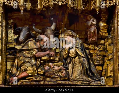 The Cathedral of Saint Mary of Burgos, (Santa Iglesia Basílica Catedral Metropolitana de Santa María de Burgos.), Catholic church dedicated to the Virgin Mary, Spain, Spanish. Stock Photo