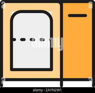 Paper towel dispenser, napkin holder for restaurant flat color line icon. Stock Vector