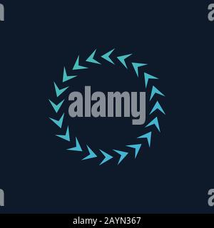 Counter Clockwise arrows in Circle, shows the motion. Stock Vector illustration isolated on blue background. Stock Vector