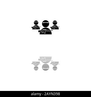 Bandit group. Black symbol on white background. Simple illustration. Flat Vector Icon. Mirror Reflection Shadow. Can be used in logo, web, mobile and Stock Vector