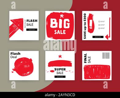 Business banners. Social Media Design. Template vector. Abstract red blots on white background Stock Vector