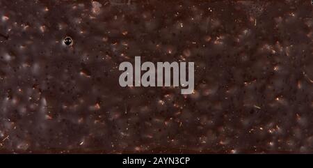 Top view texture of back of chocolate bar with almond nut, close up Stock Photo
