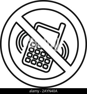 No smartphone ringing icon. Outline no smartphone ringing vector icon for web design isolated on white background Stock Vector