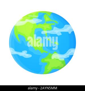 Simple planet Earth vector illustration in flat cartoon style. Global concept. Stock Vector