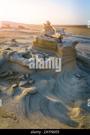 Sandstone formations in Abu Dhabi desert in United Arab Emirates Stock Photo