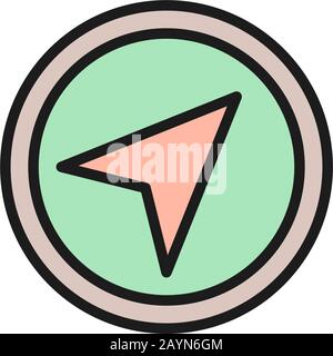 Vector gps navigation, compass, location flat color line icon. Stock Vector