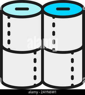 Toilet paper rolls flat color line icon. Stock Vector
