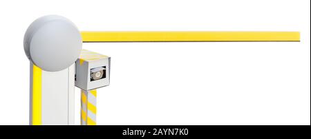 Access control system for vehicles with CCTV camera isolated on white Stock Photo