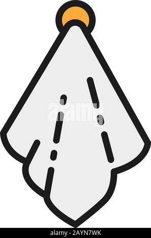 Vector hand towel flat color line icon. Stock Vector