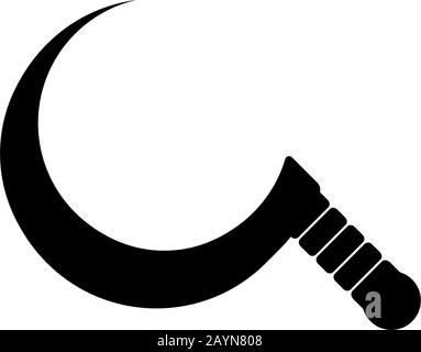 Sickle isolated on white background. Traditional weapon design silhouette. Vector illustration, Simple Icon Handdrawn. EPS 10 File Project Stock Vector