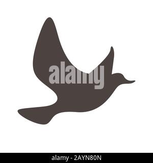 Flying silhouette little natural bird icon isolated on white Stock Vector