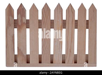 Wooden fence panel isolated on white. Stock Photo