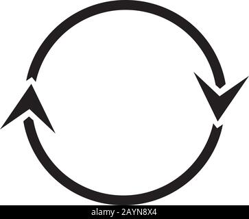 Circle two arrows for infographic. Simple flat rotation 360 diagram icon. Stock Vector illustration isolated on white background. Stock Vector