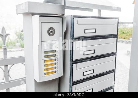 Intercom and mail boxes in Italy Stock Photo