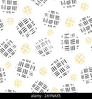 Seamless pattern with circle and a line handrawn structure on a light background. Vector repeating illustration. Stock Vector
