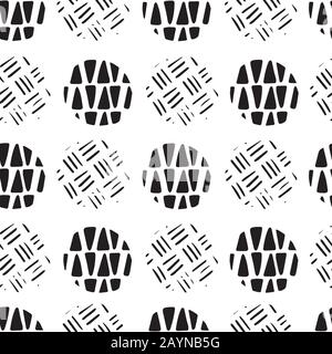 Modern geometric dot seamless texture in black and white. Seamless repeat pattern, perfect for textile, wallpaper and interior design projects. Vector. Stock Vector