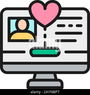Website for donations, internet page of needy, volunteering color line icon. Stock Vector