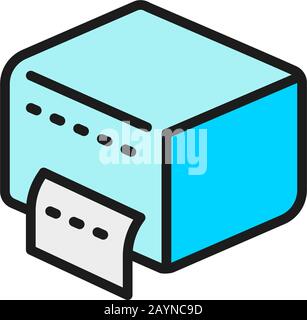 Napkin holder, paper towel dispenser flat color line icon. Stock Vector