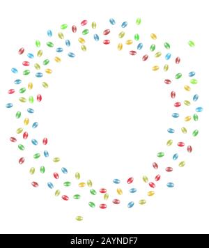 Easter egg circle, frame, isolated on white. Stock Photo