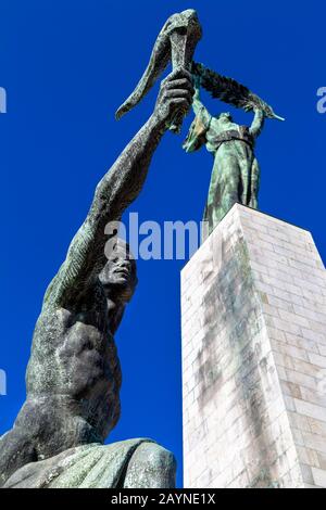 Liberty Statue on Gellert Hill, Budapest, Hungary Stock Photo