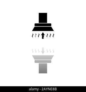 Exhaust hood. Black symbol on white background. Simple illustration. Flat Vector Icon. Mirror Reflection Shadow. Can be used in logo, web, mobile and Stock Vector