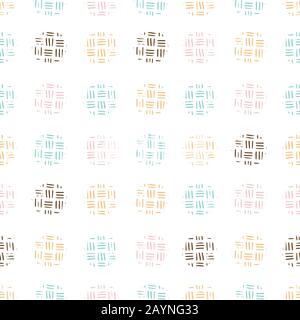 Seamless dot pattern with a line handrawn structure on a light background. Vector repeating illustration. Stock Vector