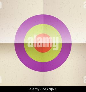 The target is on a folded piece of paper. Old yellowed paper. paper bends. Stock Vector