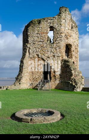 Flint Castle in the town of Flint, Flintshire, North Wales. The castle was the first of the ring of steel created by King Edward I Stock Photo