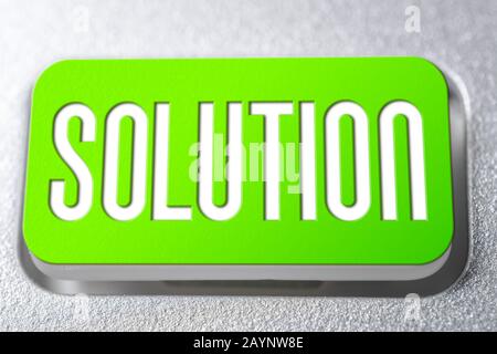 Green Solution Button On A Keyboard, Problem Solving Concept Stock Photo