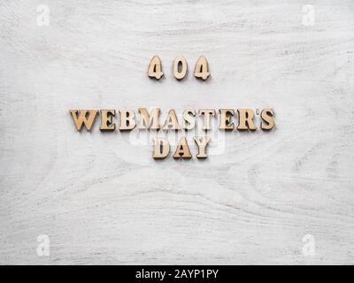 Webmaster Day greeting card. Close-up, top view Stock Photo