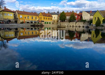 Main Square of Tapolca in Hungary part of the hungarian blue hiking trail Stock Photo