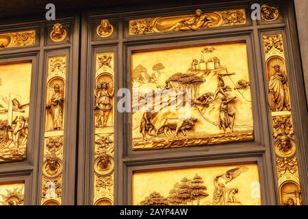 19 OCTOBER 2018, FLORENCE, ITALY: Famous tourist landmark Duomo Basilica Cathedral in Florence, detail closeup view Stock Photo