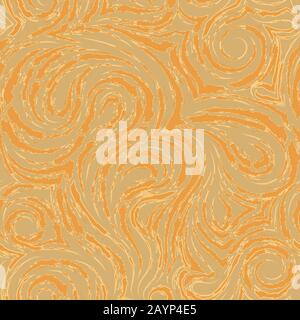 Abstract orange vector texture of smooth spirals and loops. Fiber wood or marble twisted pattern. Waves or ripples Stock Vector