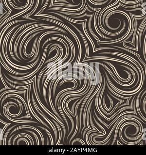 Smooth vector beige texture from smooth cut lines. Twisted pattern for decoration of fabrics or wrappers of brown color Stock Vector
