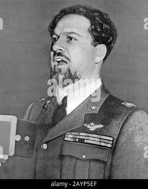 ITALO BALBO (1896-1940) Marshall of the Italian Airforce speaking to Italian Americans on Washington Radio in 1933 Stock Photo