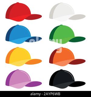 Baseball cap icon set isolated on white background. Stock Vector