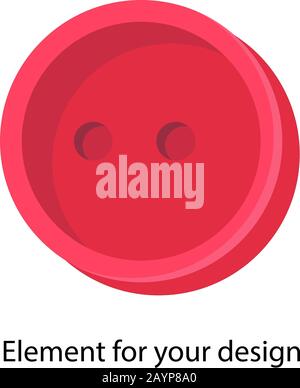 Button on a white background. Vector isolated element. Red. Accessory for sewing.. Stock Vector