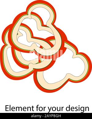 Chopped vegetable. Sweet pepper rings. A slice of vegetable. Ingredient for dishes. vector illustration on a white background. Element for your design Stock Vector